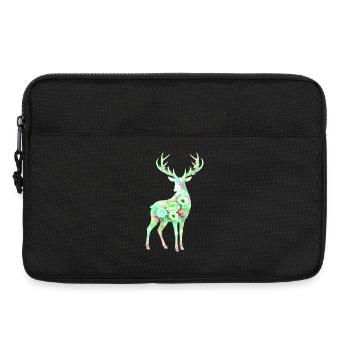 Hirsch Aquarell Silhouette Blumen - Laptoptasche 13" - Schwarz - Vorne