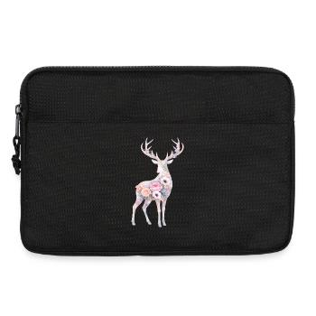 Hirsch Aquarell Silhouette Blumen - Laptoptasche 13" - Schwarz - Vorne