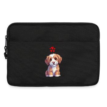 Puppy Hearts Cartoon Print - Laptop bag 13" - black - Front