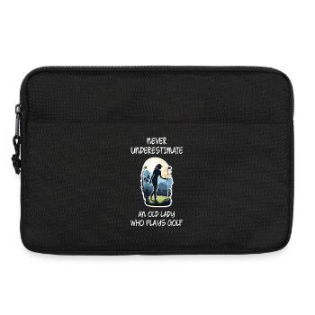 Unterschätze niemals eine alte Dame, die Golf spielt - Laptoptasche 13" - Schwarz - Vorne