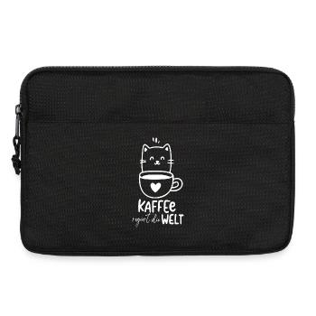 Kaffee Katzentraum: Weltherrscherin Kaffee regiert - Laptoptasche 13" - Schwarz - Vorne