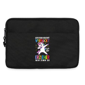 Verrückter Erzieher Einhorn Kindergarten Spruch - Laptoptasche 13" - Schwarz - Vorne