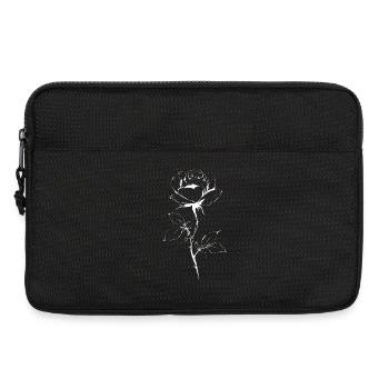 Silhouette de rose blanche sur fond noir - Sacoche pour ordinateur portable 13 pouces - noir - Devant