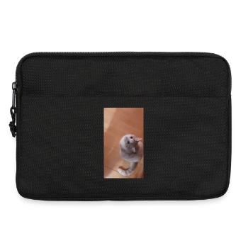 Katzenblick Neugier in Grau - Laptoptasche 13" - Schwarz - Vorne