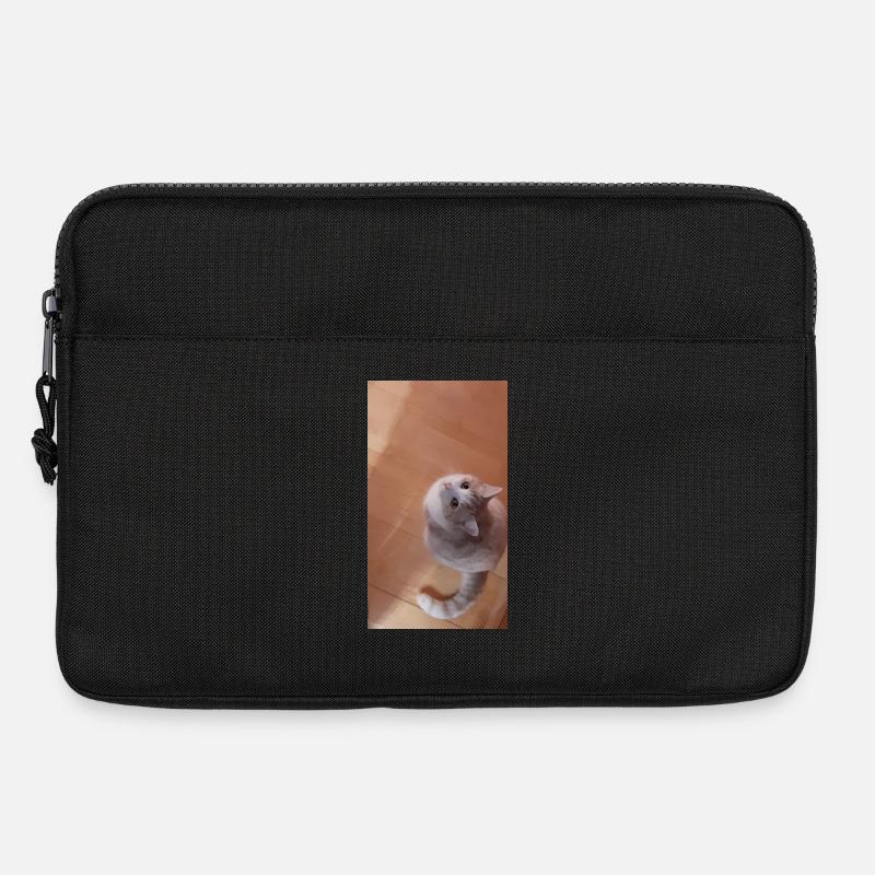 Katzenblick Neugier in Grau - Laptoptasche 13" - Schwarz