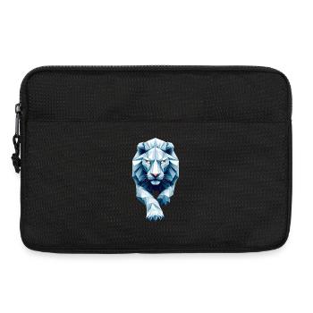 Blue White Lion Face Origami Geometric 3D - Laptop bag 13" - black - Front