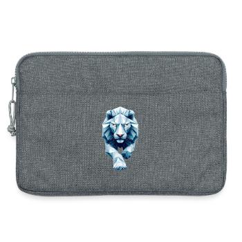 Blau Weiß Löwengesicht Origami Geometrisch 3D - Laptoptasche 13" - Grau meliert - Vorne