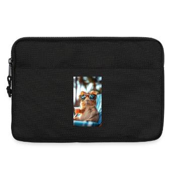 Guinea pig in a sun chair - Laptop bag 13" - black - Front
