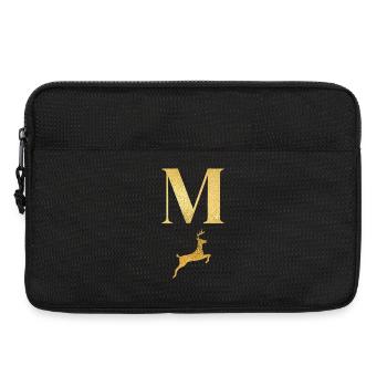 Buchstabe m goldener Hirsch - Geschenkidee - Laptoptasche 13" - Schwarz - Vorne