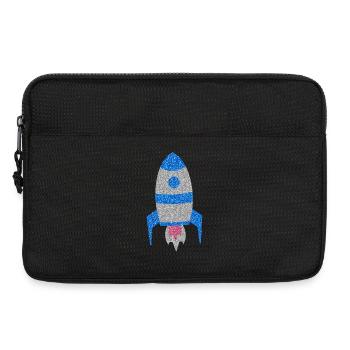 Blue Silver Glitter Space Rocket - Laptop bag 13" - black - Front