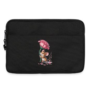 Maus mit Blüte - Geschenk für Blumenfans - Laptoptasche 13" - Schwarz - Vorne