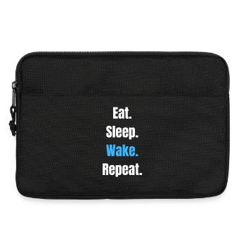 Eat Sleep Wake Repeat – Bold Typographic Motto - Laptop bag 13" - black - Front