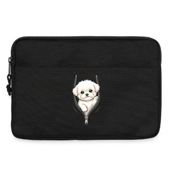 Bichon Fris looks through zipper - Laptop bag 13" - black - Front