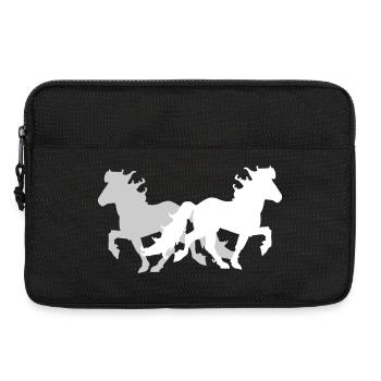 2 Chevaux Islandais Elégant Tölt Dames Filles Enfants - Sacoche pour ordinateur portable 13 pouces - noir - Devant