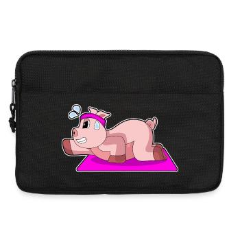Schwein Yoga Fitness Gymnastik - Laptoptasche 13" - Schwarz - Vorne