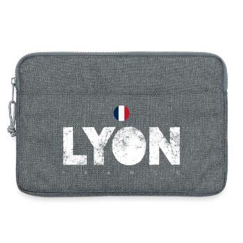 Lyon Bold Text with French Flag - Laptop bag 13" - heather grey - Front