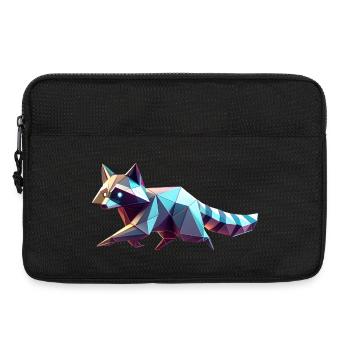 Geometrischer 3D-Origami-Waschbär - Laptoptasche 13" - Schwarz - Vorne