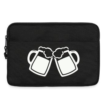 Stößchen Moment: Zwei Bierkrüge - Laptoptasche 13" - Schwarz - Vorne