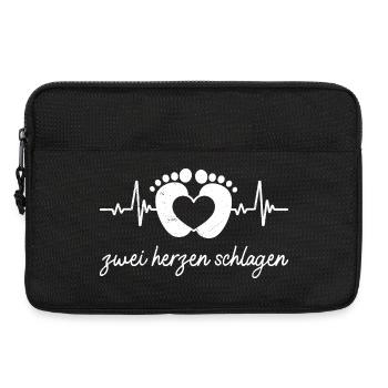 Expectant mother TWO HEARTS BEAT Funny - Laptop bag 13" - black - Front