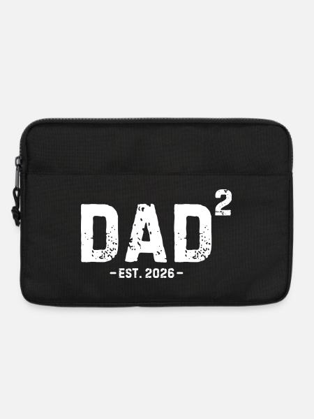 Papa Quadrat Est 2026 Zweiter Vater von zwei Kindern - Laptoptasche 13" - Schwarz