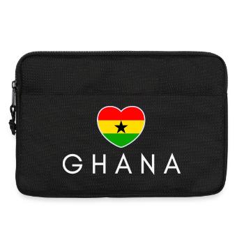 Cœur avec le drapeau du Ghana, j’aime le Ghana - Sacoche pour ordinateur portable 13 pouces - noir - Devant