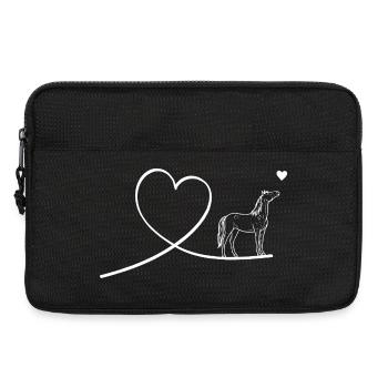 Minimalistisches Pferd mit Herz Silhouette - Laptoptasche 13" - Schwarz - Vorne