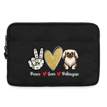 Peace Love Pekingese – Peke Dog Mama Papa Schoßhund - Laptoptasche 13" - Schwarz - Vorne