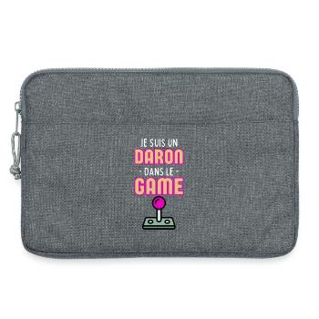 Je suis un Daron Dans dans le Game - Humour Papa - Sacoche pour ordinateur portable 13 pouces - gris chiné - Devant