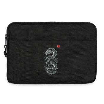 Grauer japanischer Drache, japanischer Kanji-Druckstil - Laptoptasche 13" - Schwarz - Vorne