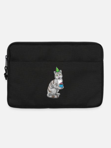 Katze Geburtstag Cupcake - Laptoptasche 13" - Schwarz