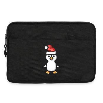 T-shirt pingouin de Noël avec chapeau de Père Noël - Sacoche pour ordinateur portable 13 pouces - noir - Devant