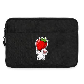 Erdbeere und Hase - Laptoptasche 13" - Schwarz - Vorne