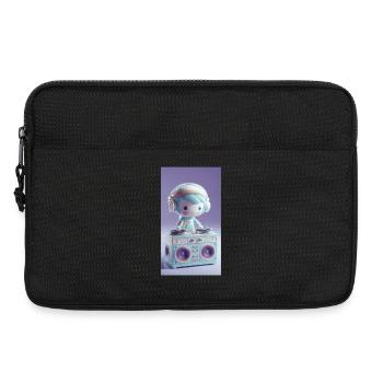 Pastel DJ Doll at Turntable - Laptop bag 13" - black - Front