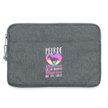 Reiten Pferdeliebhaber Reiterhof Pferde - Laptoptasche 13" - Grau meliert - Vorne