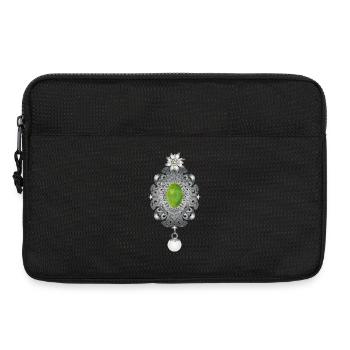 zeitlose Trachten Smaragd Brosche mit Perle - Laptoptasche 13" - Schwarz - Vorne