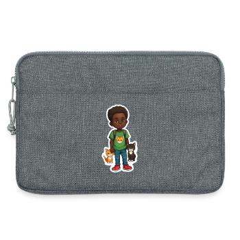 Enfants avec des animaux Conception de dessin animé - Sacoche pour ordinateur portable 13 pouces - gris chiné - Devant