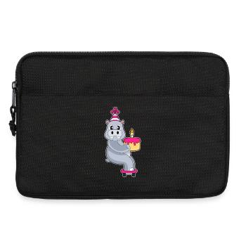 Nilpferd Geburtstag Skateboard - Laptoptasche 13" - Schwarz - Vorne
