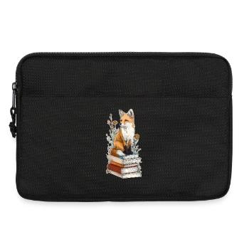 Renard sur pile de livres - Sacoche pour ordinateur portable 13 pouces - noir - Devant
