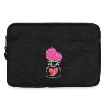 Hugging Roses in Mason Jar Print - Laptop bag 13" - black - Front