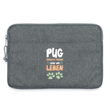Pug Lebensfreude Design - Laptoptasche 13" - Grau meliert - Vorne