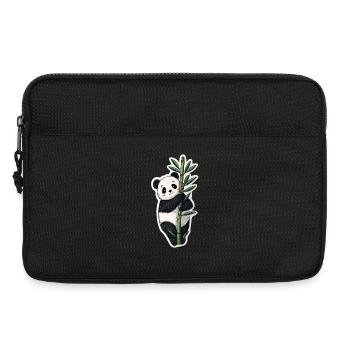 Kawaii Panda avec bambou – Motif d’autocollants mignons - Sacoche pour ordinateur portable 13 pouces - noir - Devant