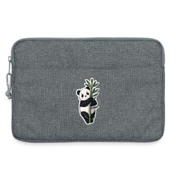 Kawaii Panda avec bambou – Motif d’autocollants mignons - Sacoche pour ordinateur portable 13 pouces - gris chiné - Devant