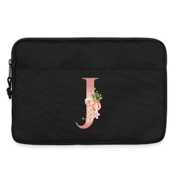 Monogramme J florale aquarelle - Sacoche pour ordinateur portable 13 pouces - noir - Devant