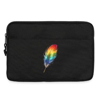 Bunte Feder Regenbogen Boho Design  - Laptoptasche 13" - Schwarz - Vorne