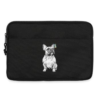 Französische Bulldogge Schmetterling Skizze - Laptoptasche 13" - Schwarz - Vorne