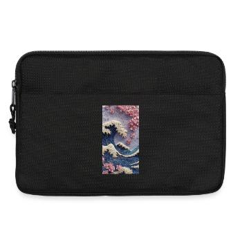 Relief de la fleur de cerisier des vagues - Sacoche pour ordinateur portable 13 pouces - noir - Devant
