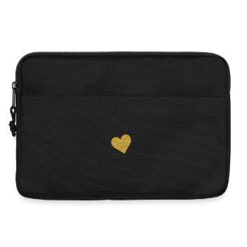 Golden Glitter Heart - Laptop bag 13" - black - Front