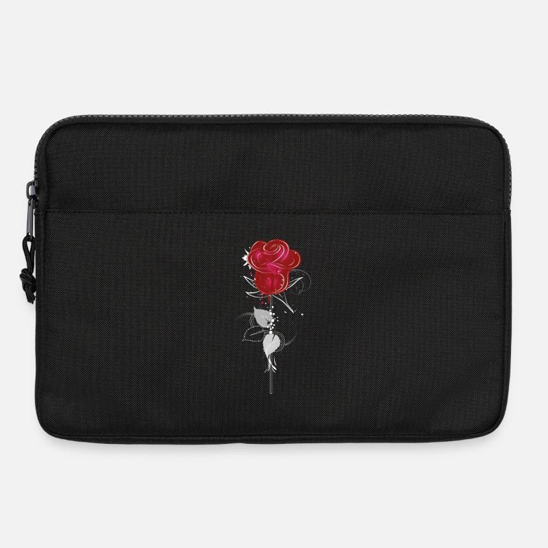 Zeichnung einer roten Rose - Laptoptasche 13" - Schwarz