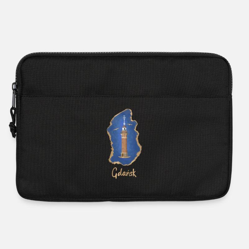 Danzig, Leuchtturm Hafen Nowy Port, Ostsee - Laptoptasche 13" - Schwarz