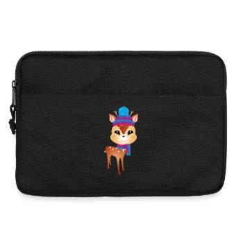 niedlicher kleiner Hirsch mit Pudelmütze und Schal - Laptoptasche 13" - Schwarz - Vorne
